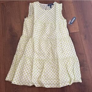 Modcloth Day Tripping Eyelet Flower Fields Trapeze Mini Dress White/Green M NWT